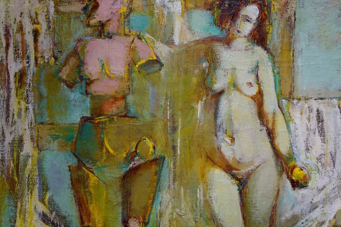 Abstract oil painting Portrait of a naked girl Elena Shchekina - 6