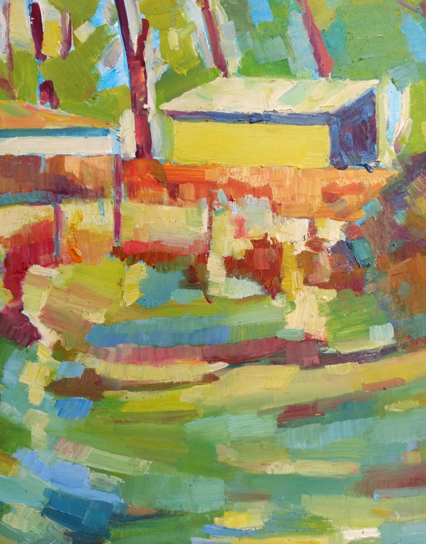 Abstract oil painting House in the forest Peter Tovpev - 6