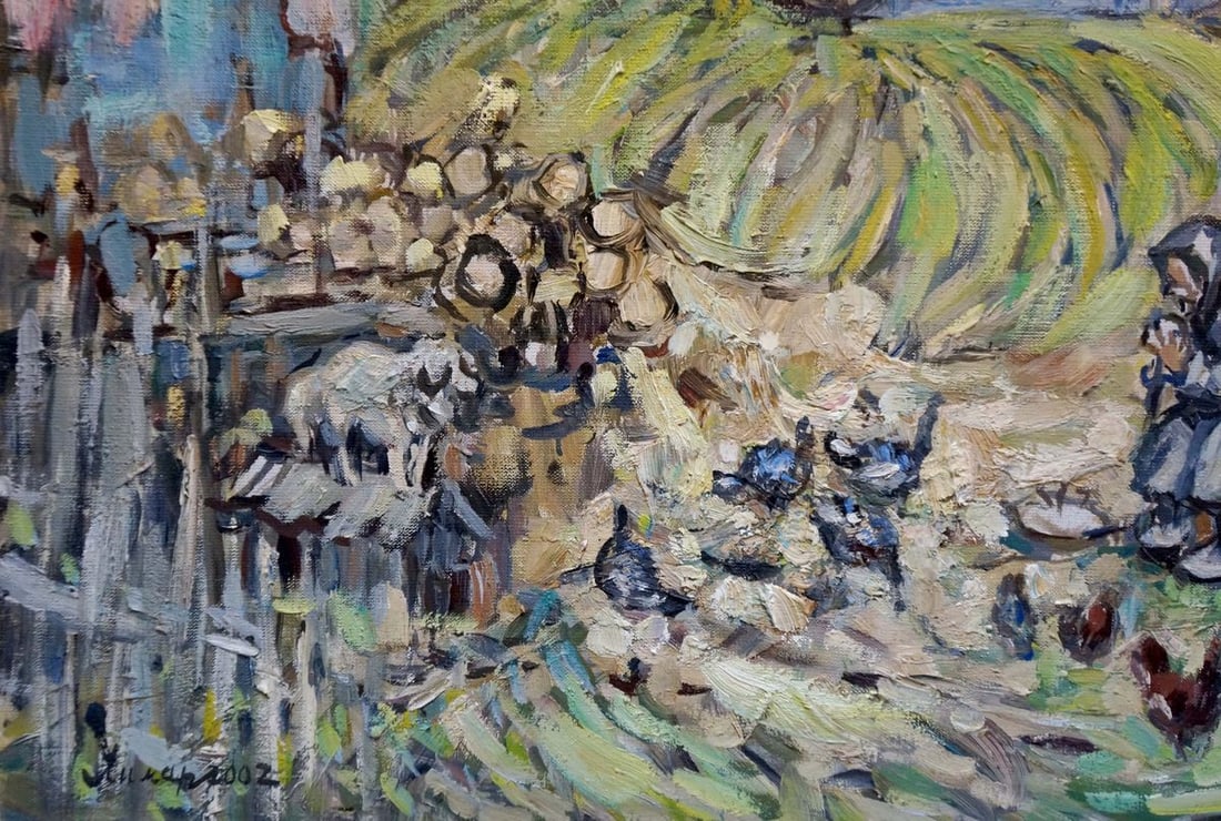 Abstract oil painting Rural landscape - 2