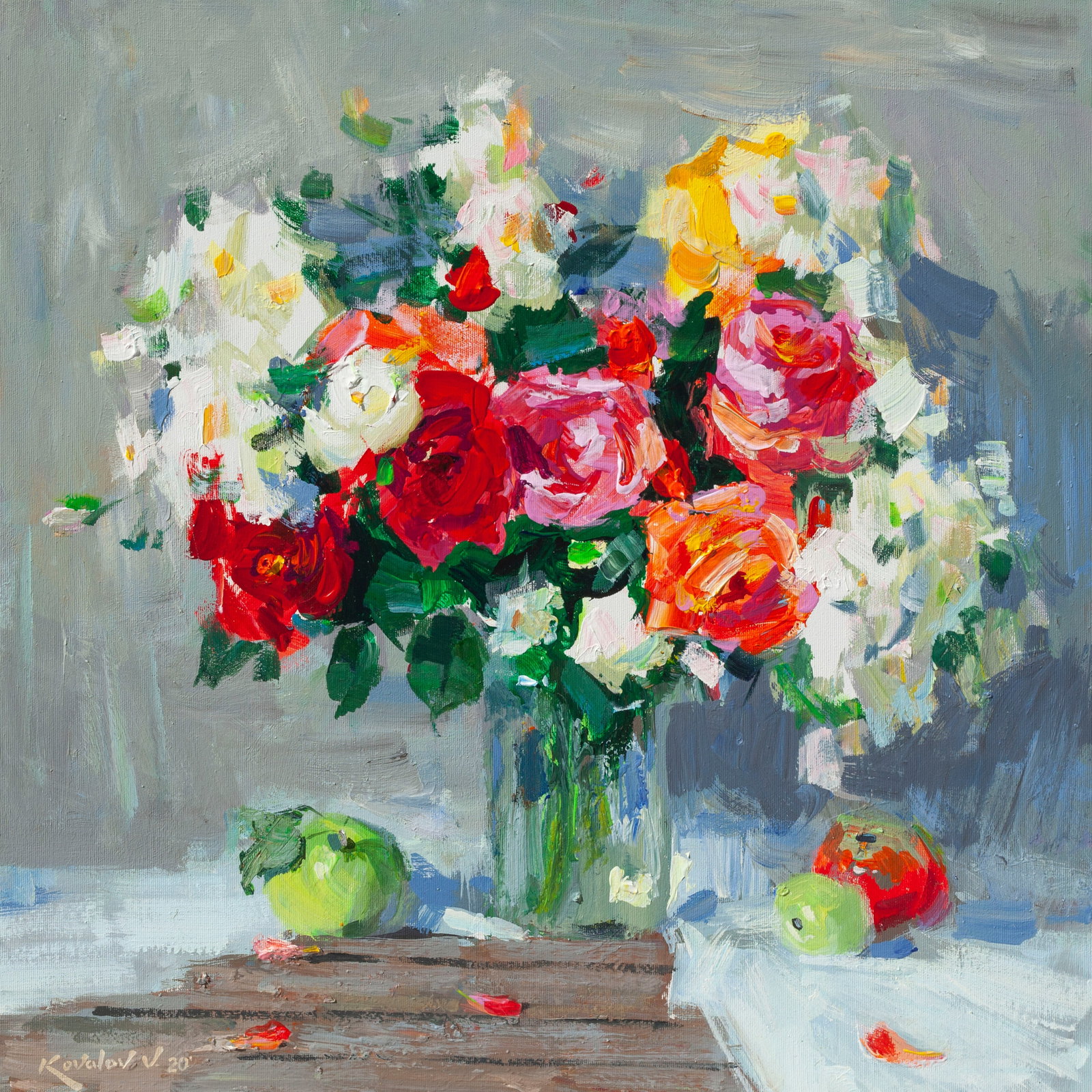 Oil painting Rose Ukrainian Artist (1 of 2)