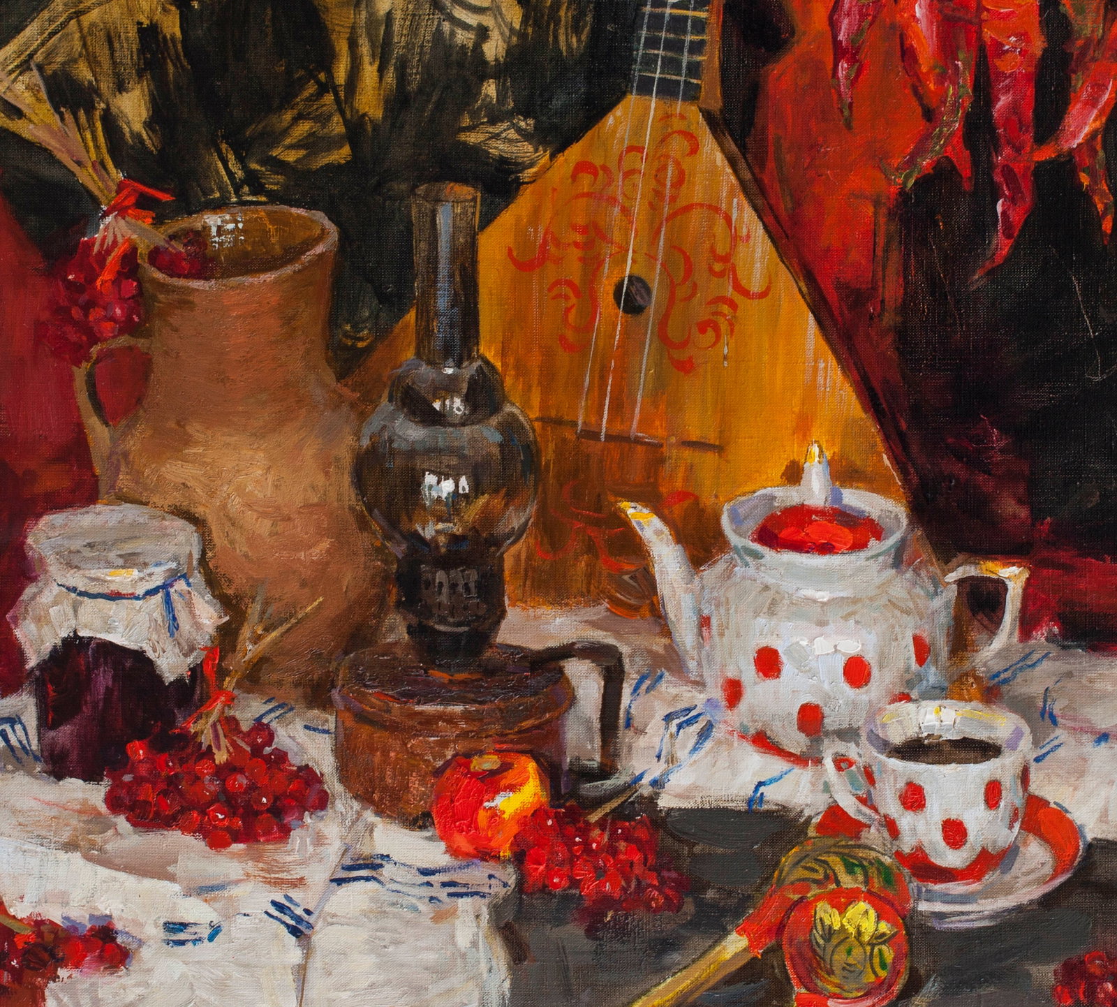 Oil painting Still life with balalaika Ukrainian Artist - 2