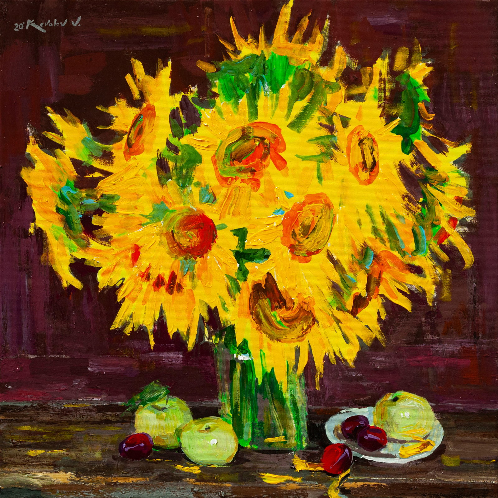 Oil painting Sunflowers Ukrainian Artist (1 of 1)