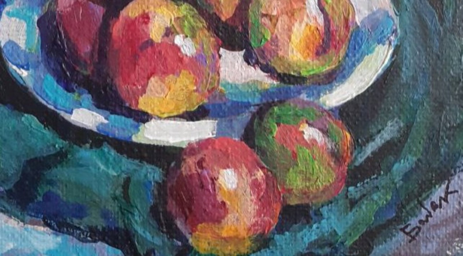 Acrylic painting Still life with peaches Vyacheslav Petrovich Babac - 4