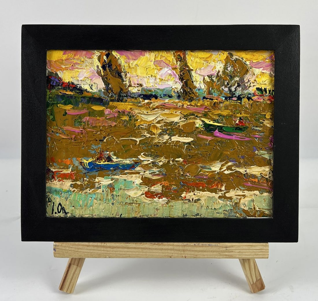 Oil painting Boats on the Lake in the Evening Oleksiy Ivanyuk (1 of 11)