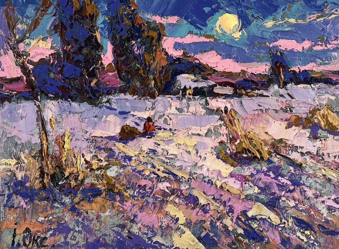 Oil painting Village Fields Covered in Snow Oksana Ivanyuk - 3