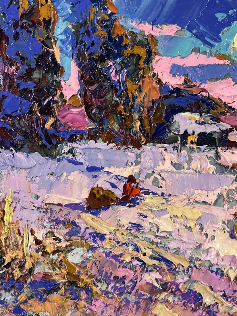 Oil painting Village Fields Covered in Snow Oksana Ivanyuk - 4