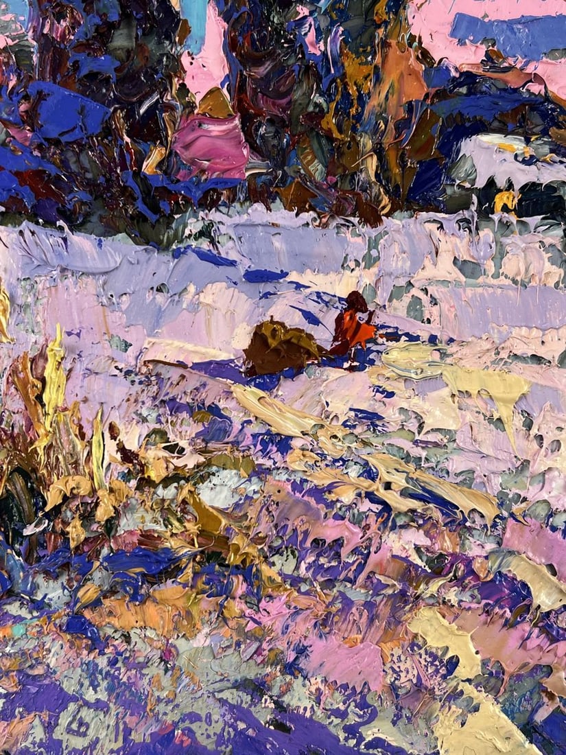 Oil painting Village Fields Covered in Snow Oksana Ivanyuk - 6