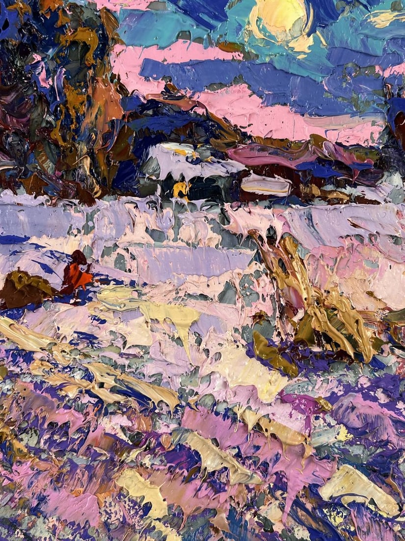 Oil painting Village Fields Covered in Snow Oksana Ivanyuk - 8