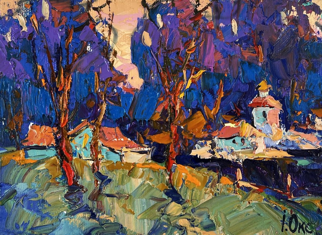 Oil painting Blue Distance Beyond the Forest Oksana Ivanyuk - 3