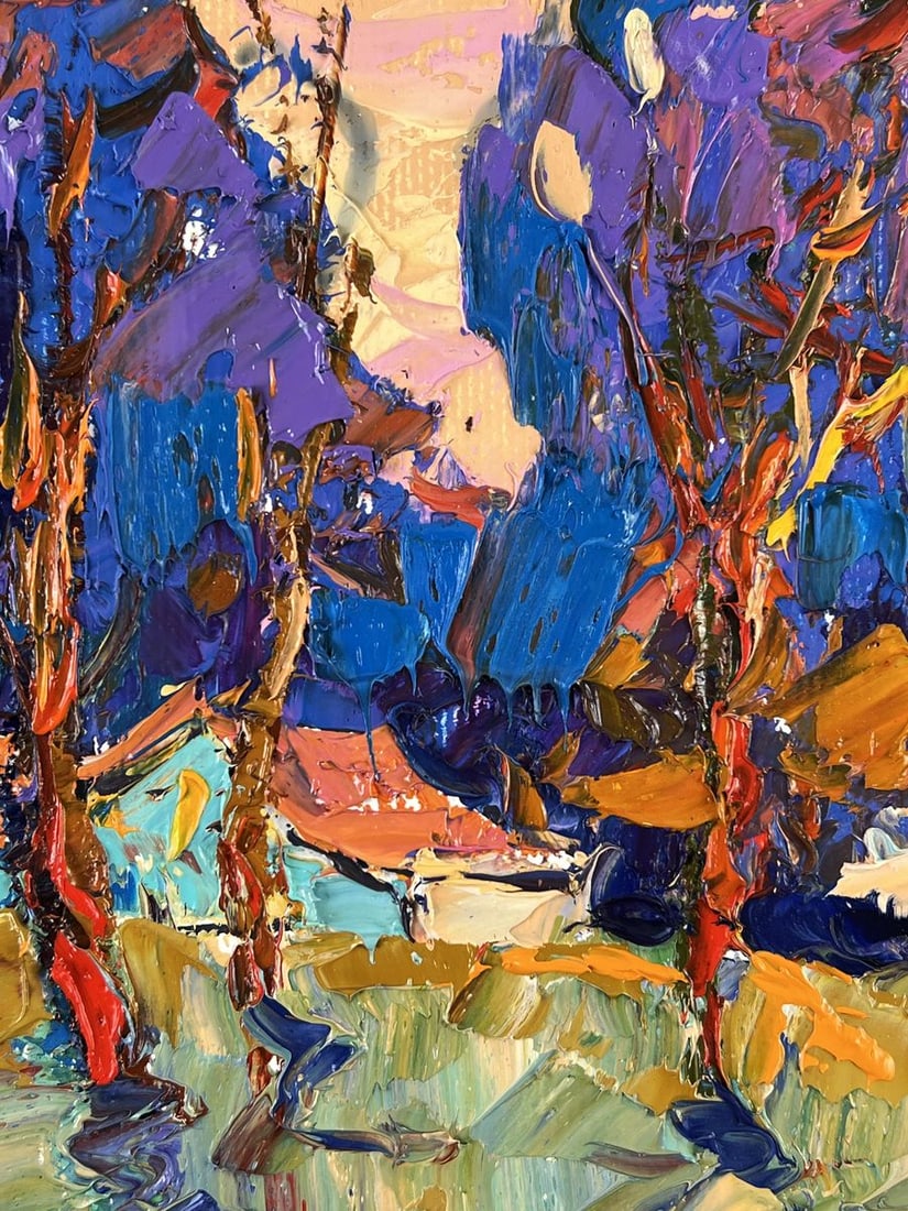 Oil painting Blue Distance Beyond the Forest Oksana Ivanyuk - 6