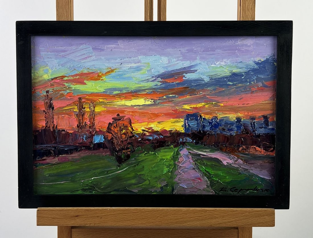 Oil painting Evening Descended Over the Road Boris Serdyuk: Title: Oil painting Evening Descended Over the Road Boris Serdyuk Description: NoAAA6711*** ABOUT THIS PAINTING **** TITLE: "Evening Descended Over the Road"* ARTISTS: Boris Serdyuk* SIZE: 20x30 cm/7.