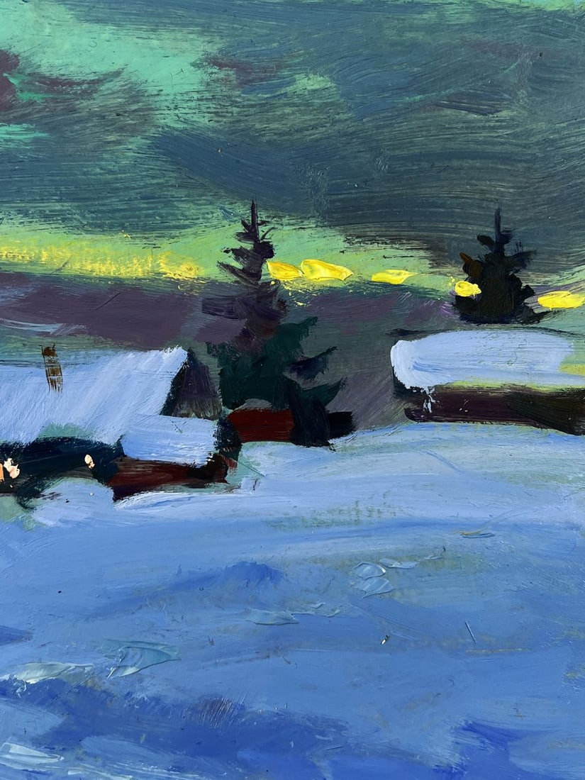 Oil painting Winter Evening Village Yuriy Suprunchuk - 10