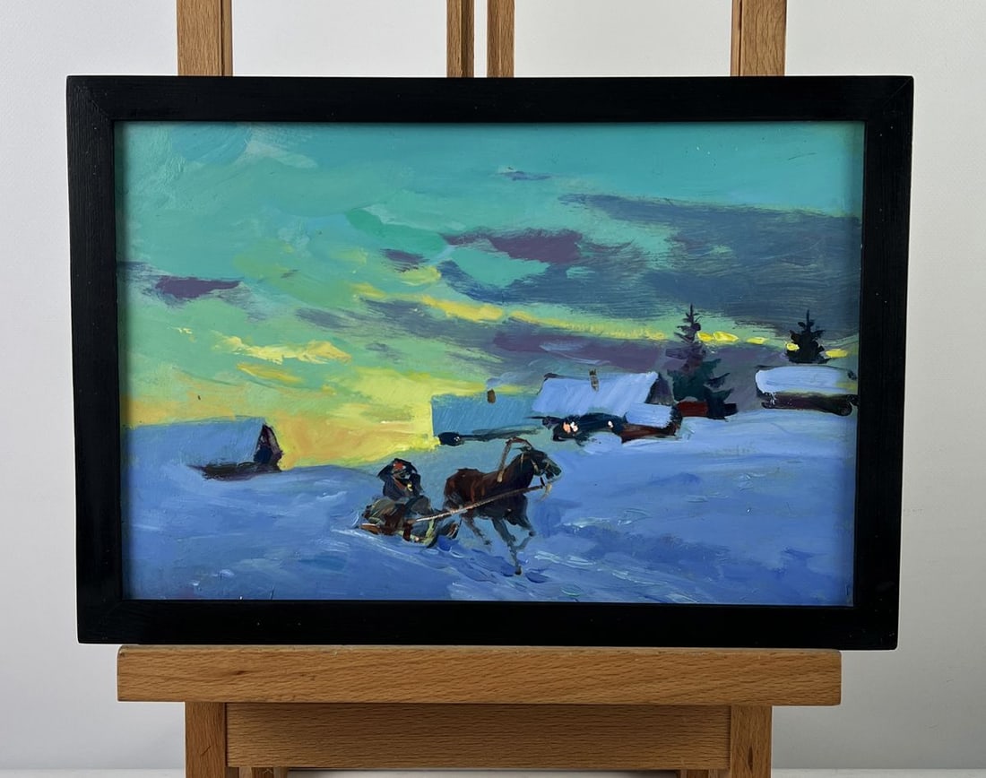 Oil painting Winter Evening Village Yuriy Suprunchuk: Title: Oil painting Winter Evening Village Yuriy Suprunchuk Description: NoAAA6727*** ABOUT THIS PAINTING **** TITLE: "Winter Evening Village"* ARTISTS: Yuriy Suprunchuk* SIZE: 20x30 cm/7.87x11.81 inc