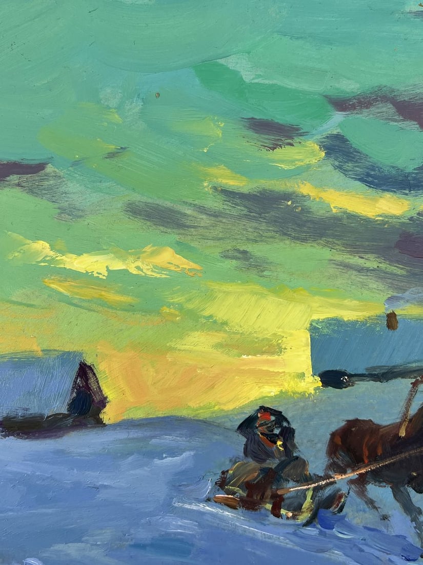 Oil painting Winter Evening Village Yuriy Suprunchuk - 4