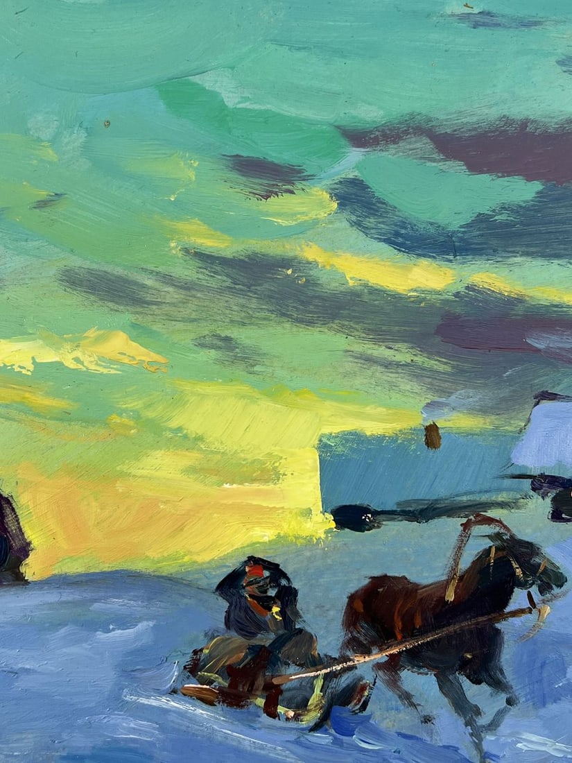 Oil painting Winter Evening Village Yuriy Suprunchuk - 5