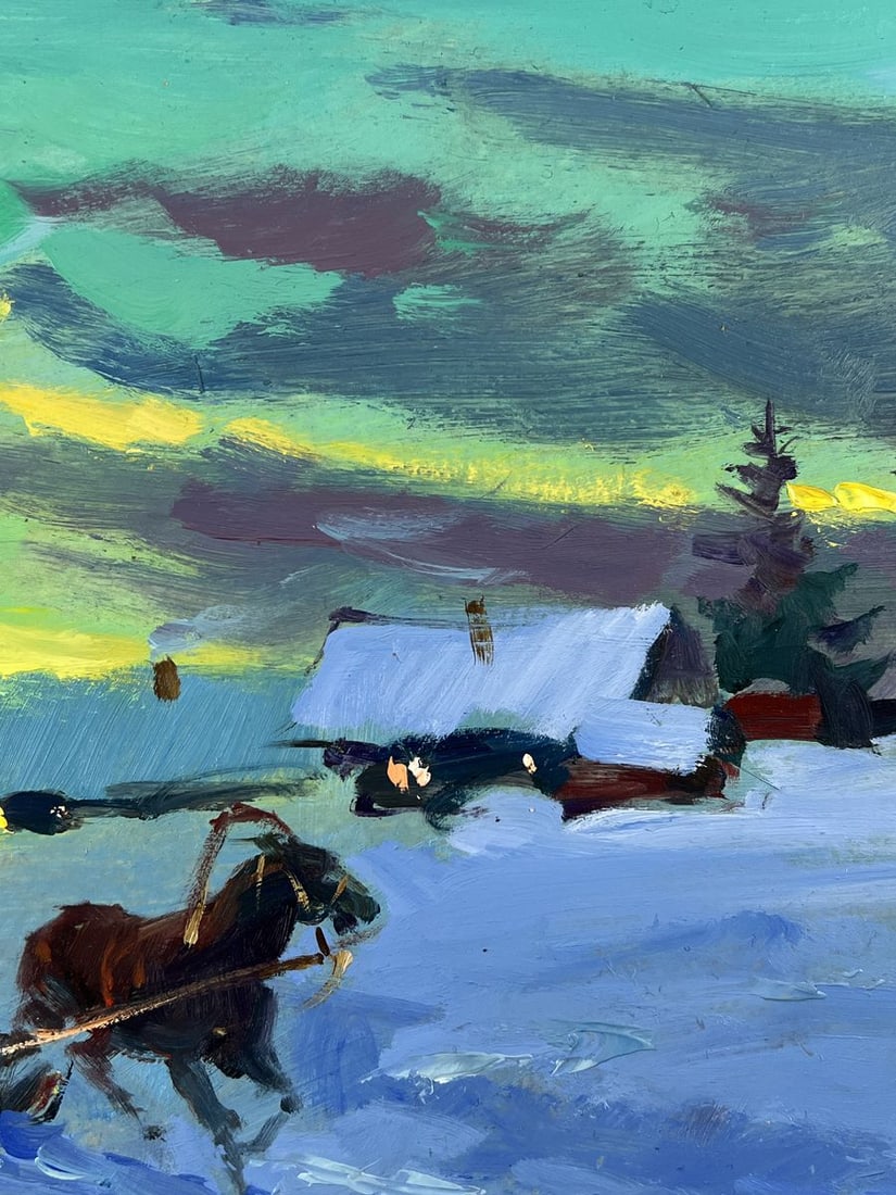 Oil painting Winter Evening Village Yuriy Suprunchuk - 7