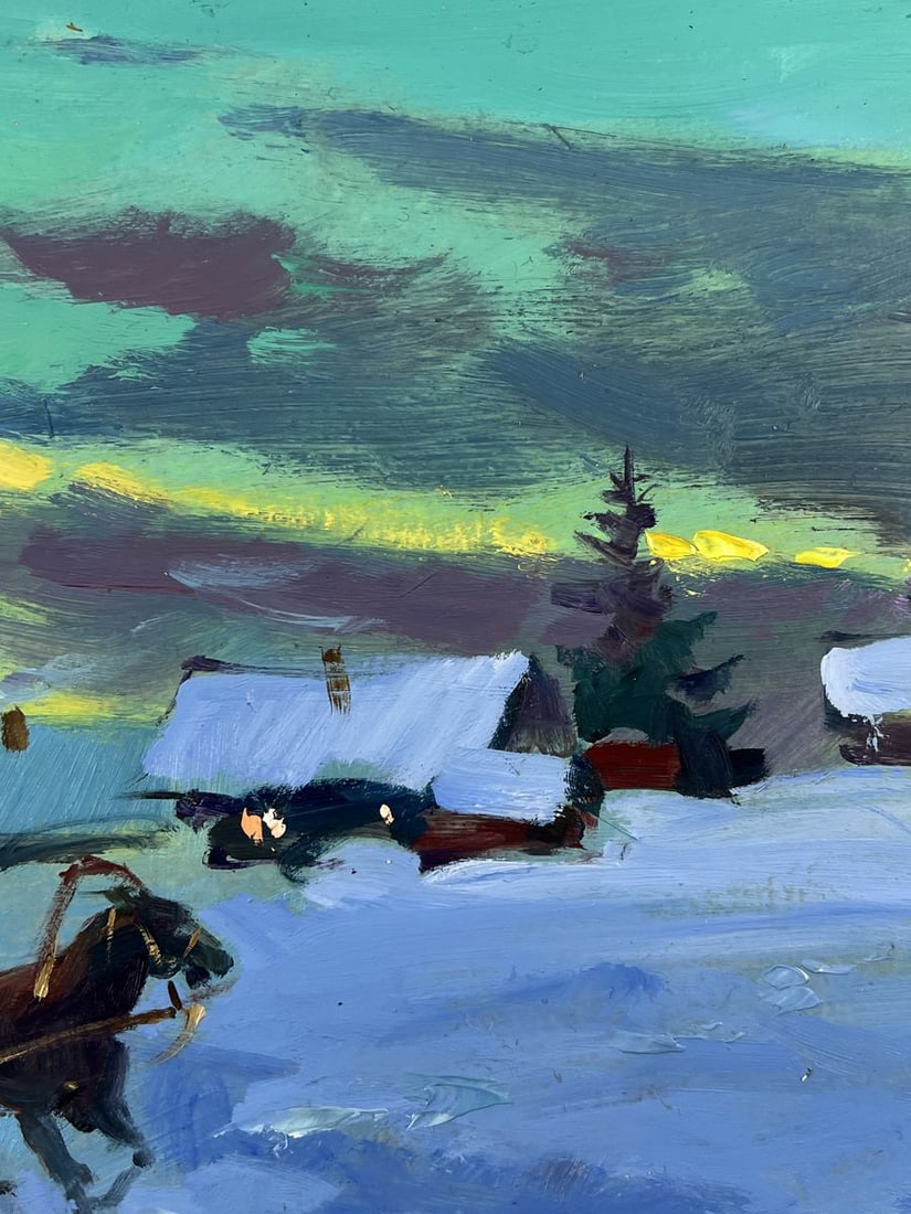 Oil painting Winter Evening Village Yuriy Suprunchuk - 8