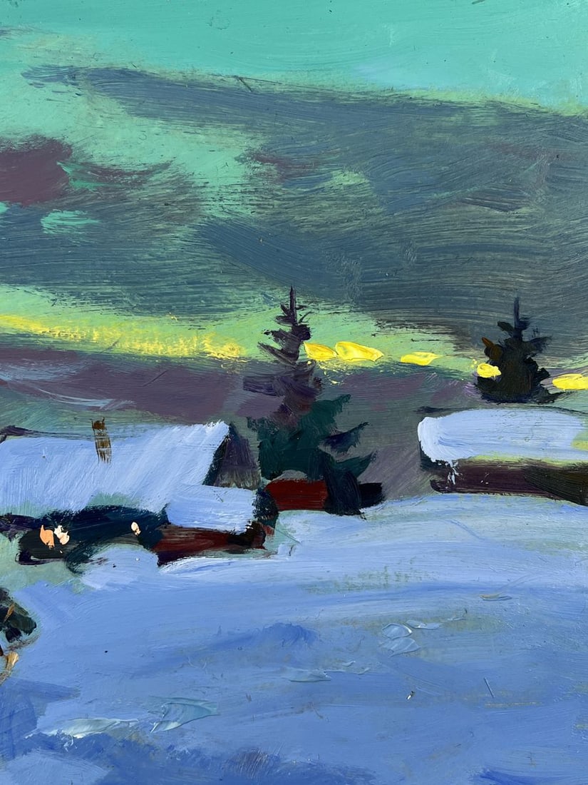 Oil painting Winter Evening Village Yuriy Suprunchuk - 9