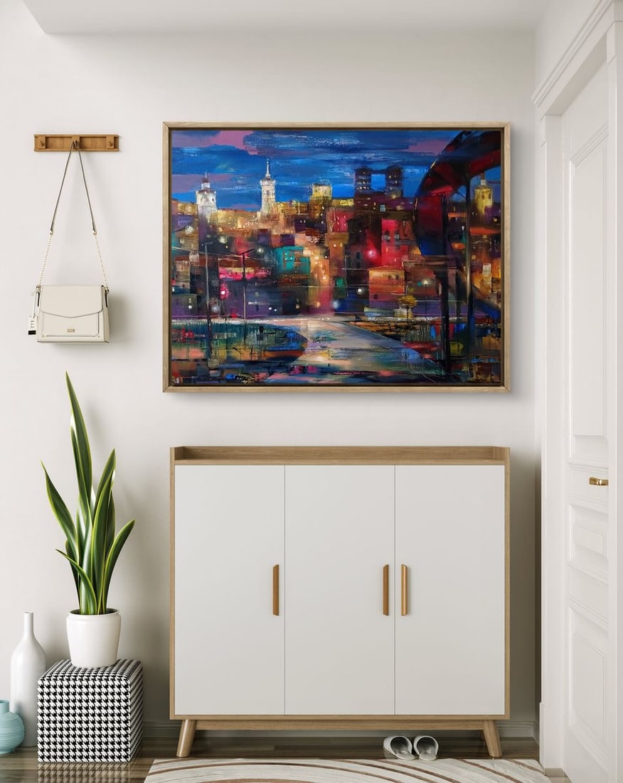 Abstract oil painting Night City Anatoly Tarabanov - 2