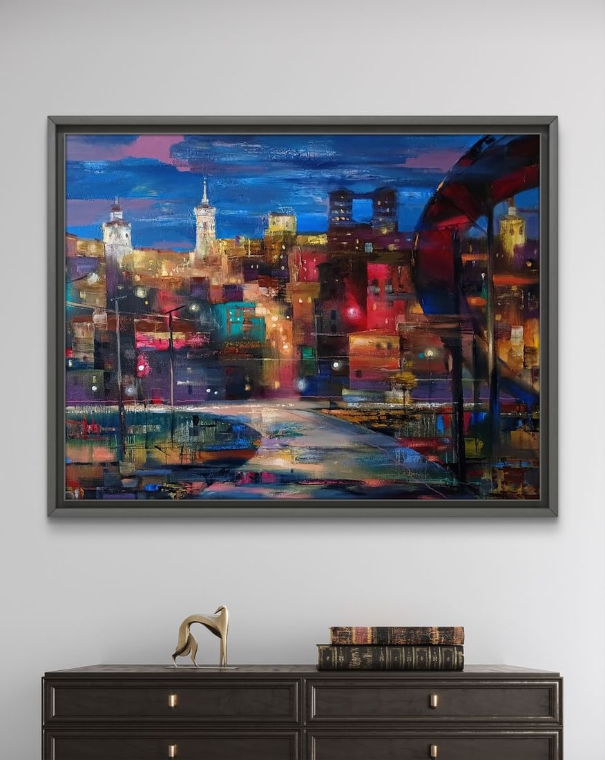 Abstract oil painting Night City Anatoly Tarabanov - 3
