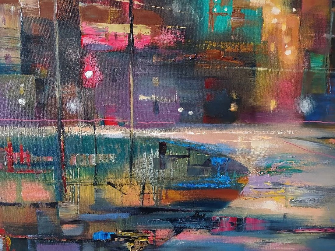 Abstract oil painting Night City Anatoly Tarabanov - 4