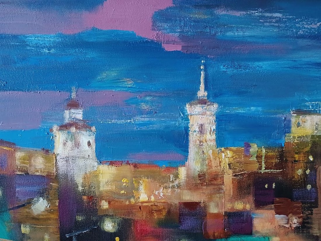 Abstract oil painting Night City Anatoly Tarabanov - 5