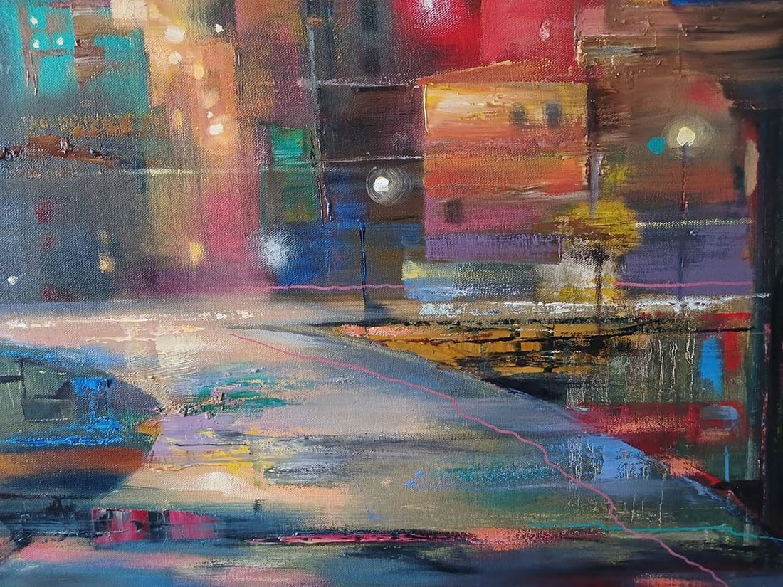 Abstract oil painting Night City Anatoly Tarabanov - 6
