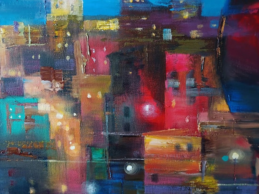 Abstract oil painting Night City Anatoly Tarabanov - 7