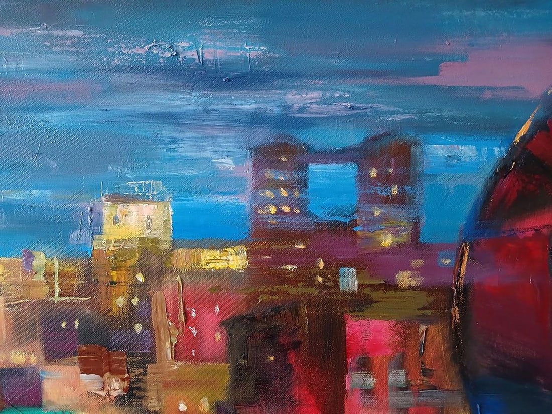 Abstract oil painting Night City Anatoly Tarabanov - 8