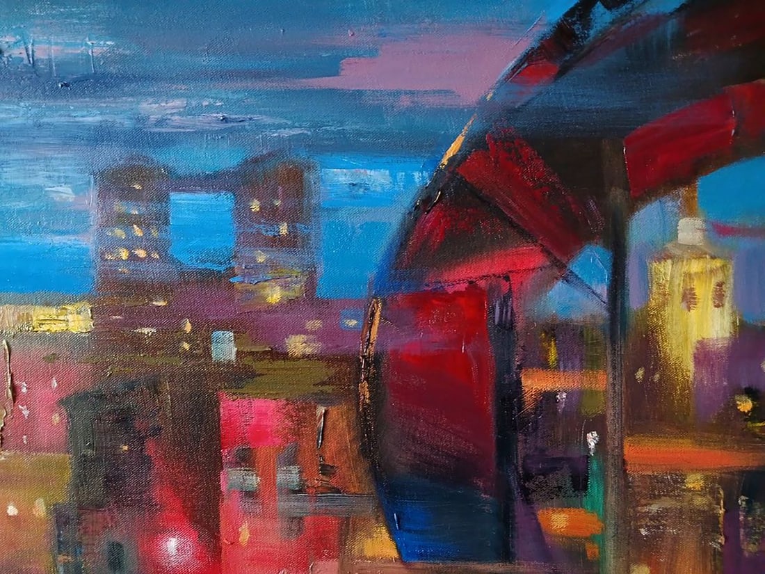 Abstract oil painting Night City Anatoly Tarabanov - 9