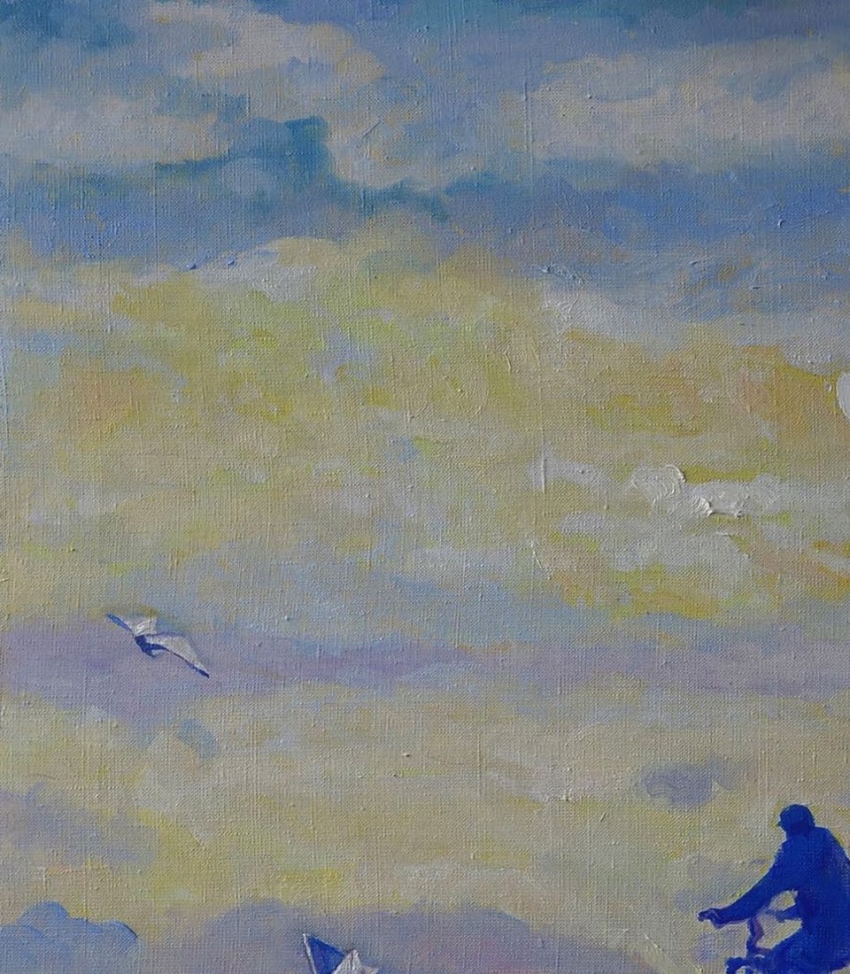 Oil painting On the road by bike Anatoly Varvarov - 4