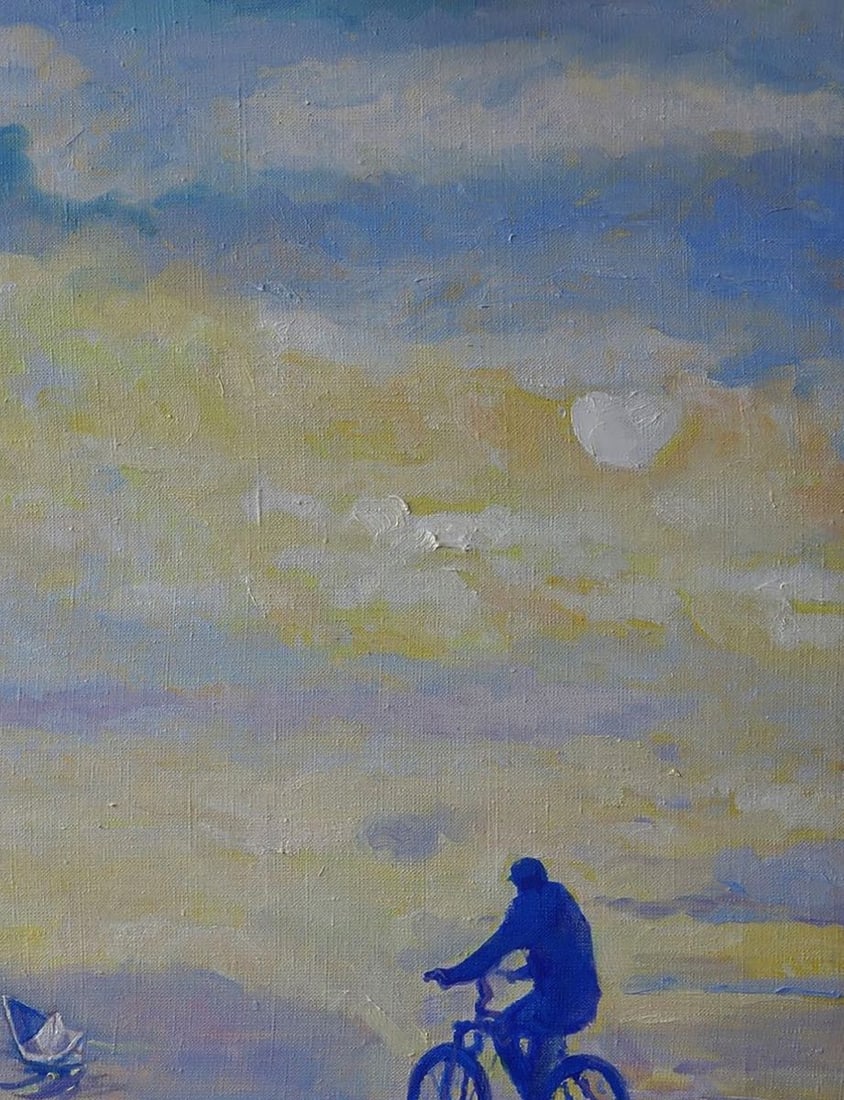 Oil painting On the road by bike Anatoly Varvarov - 5