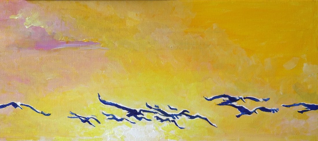 Oil painting Storks at Sunset Anatoly Varvarov - 5