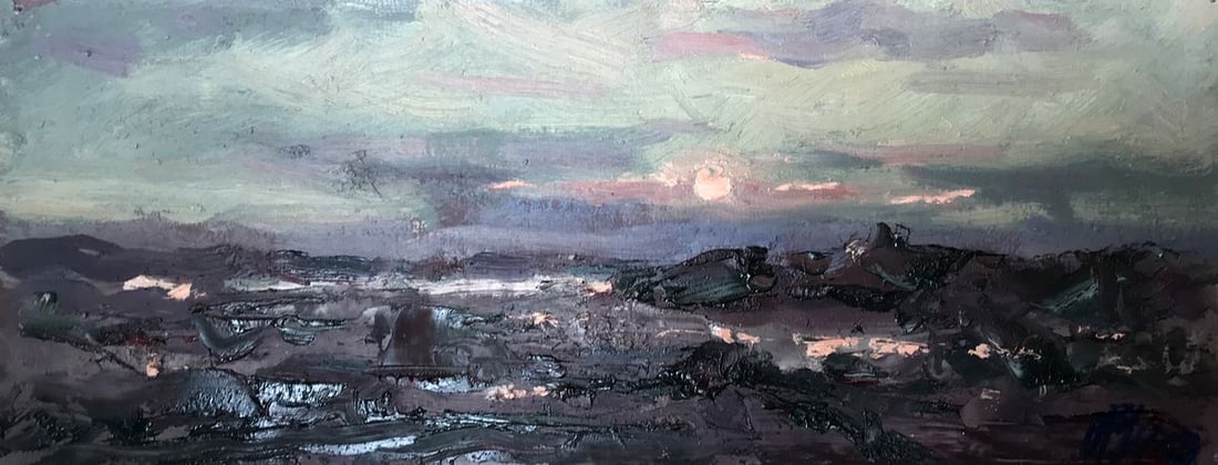 Oil painting In field Alexander Nikolaevich Cherednichenko: Title: Oil painting In field Alexander Nikolaevich Cherednichenko Description: NoAAA2700The oil painting depicts a tranquil early morning scene, capturing the essence of the peaceful countryside. In