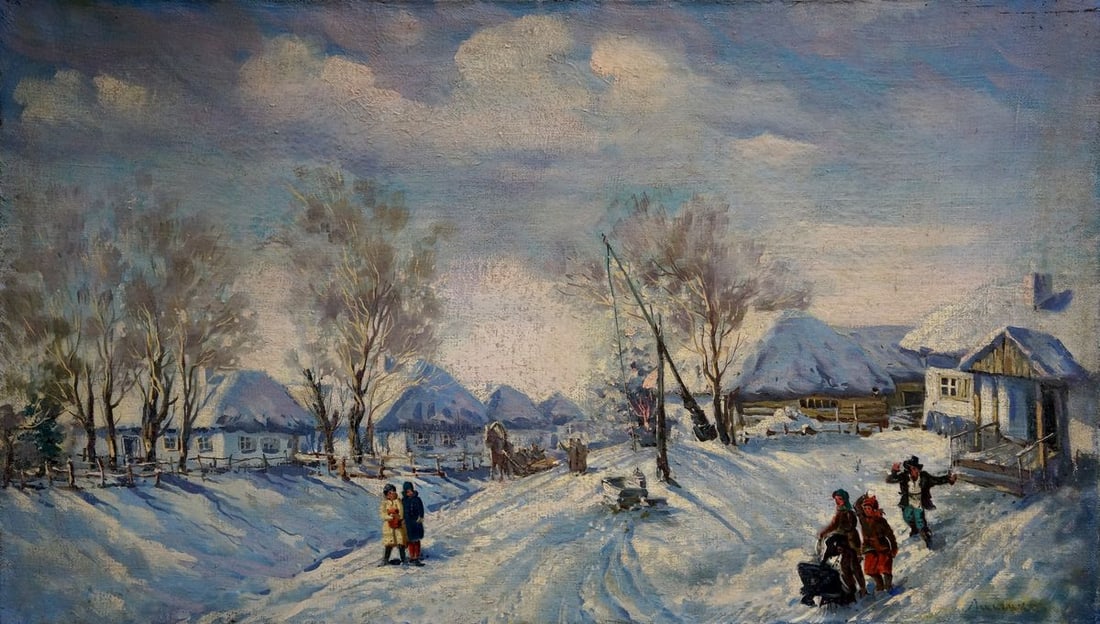 Oil painting Winter. Rural landscape Lysenko Sergey Nikolaevich (1 of 8)