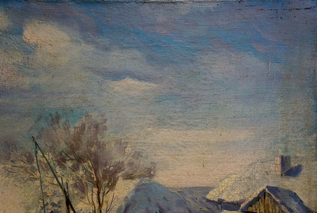 Oil painting Winter. Rural landscape Lysenko Sergey Nikolaevich - 4