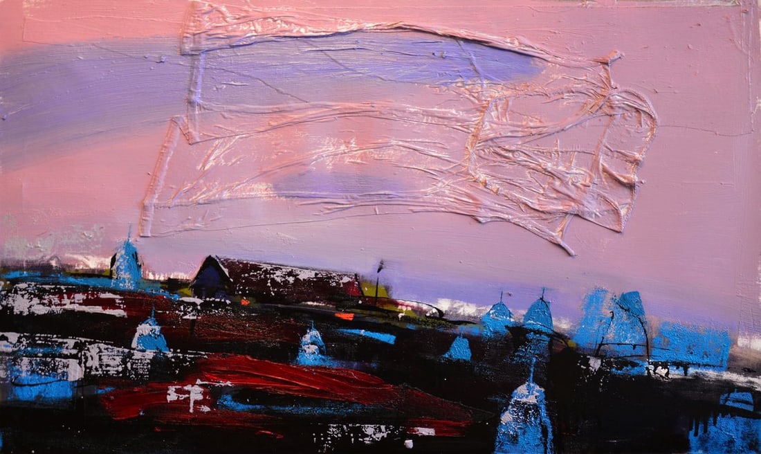 Oil painting Evening sleep over the mountains Natalia Korf-Ivaniuk (1 of 7)