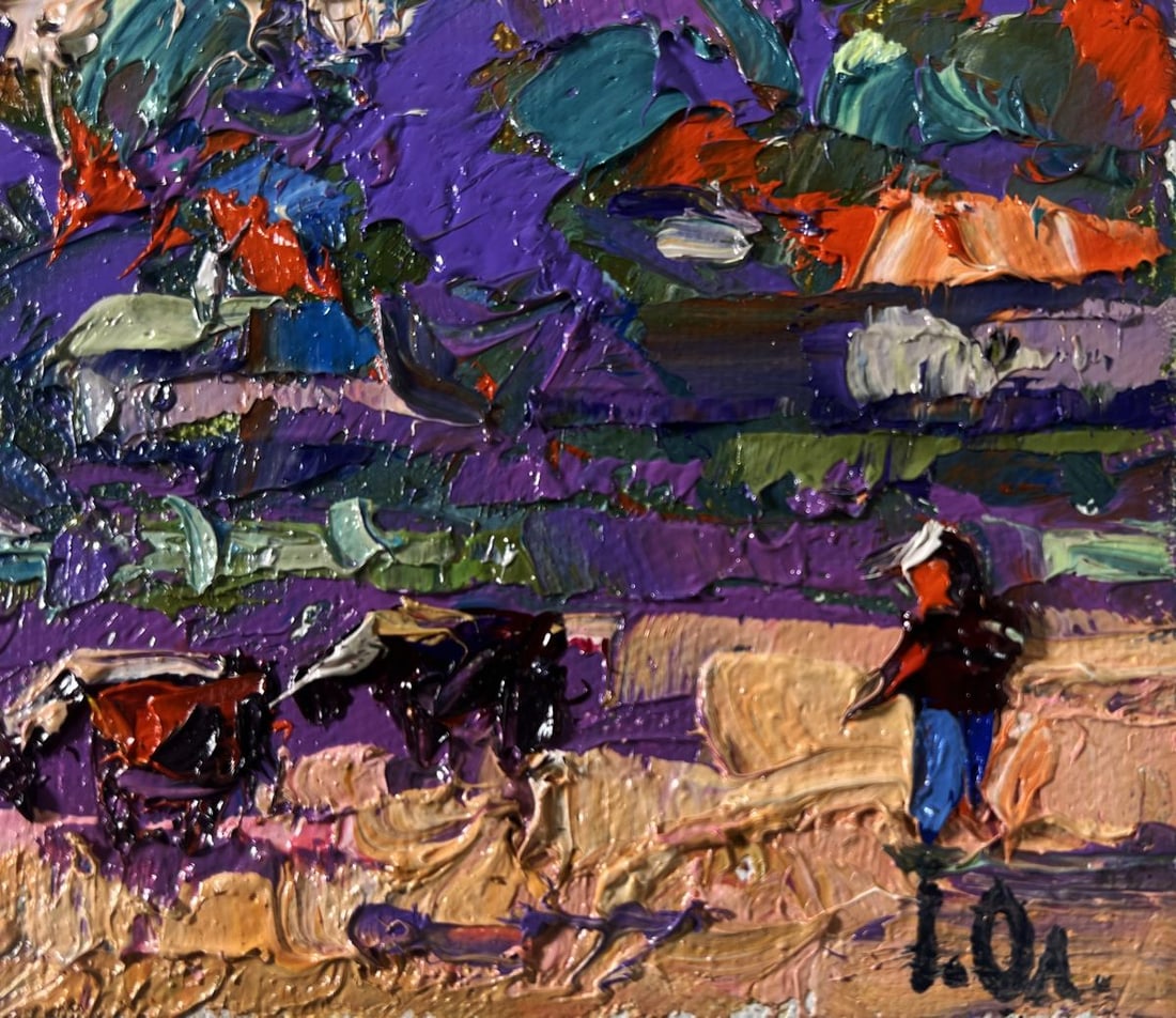 Oil painting Evening bell floats over the village Oleksiy Ivanyuk - 5