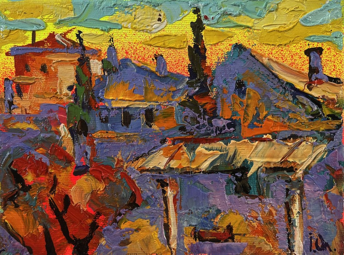Oil painting Evening over the city Oleksiy Ivanyuk - 3