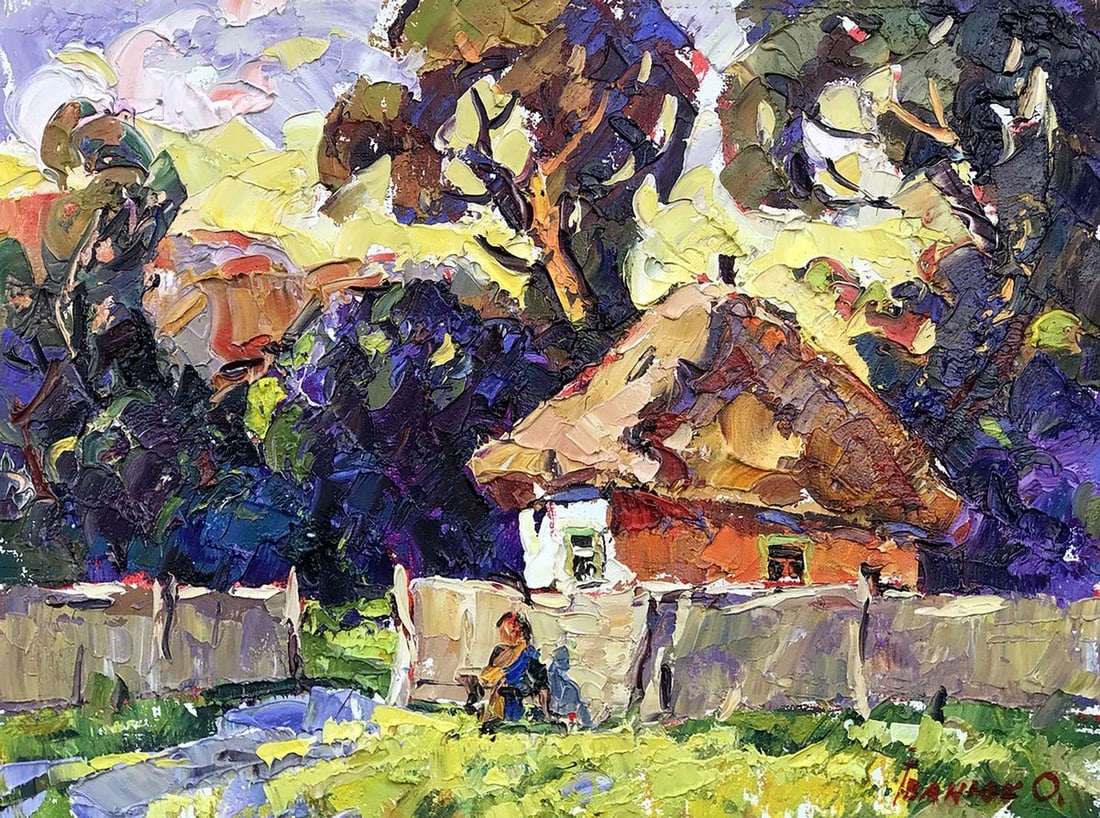 Oil painting Warm evening Kalenyuk Alex: Title: Oil painting Warm evening Kalenyuk Alex Description: NoKalen 1094"Warm Evening" is an enchanting oil painting that captures the essence of a tranquil landscape bathed in the golden glow of a fa