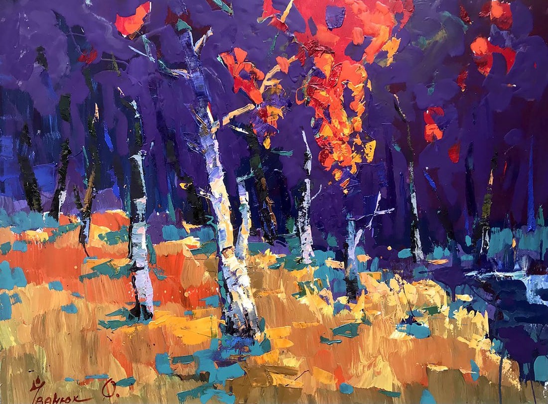 Oil painting Evening ray Kalenyuk Alex: Title: Oil painting Evening ray Kalenyuk Alex Description: NoKalen 1115"Evening Ray" is an exquisite oil painting that transports its viewers into a serene and enchanting landscape. The artist