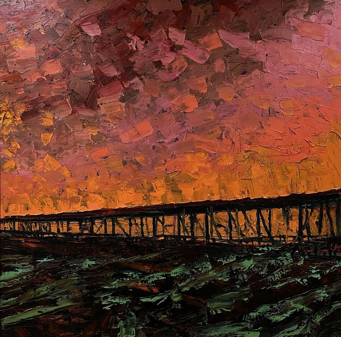 Oil painting Amazing sunset Serhiy Kovalev: Title: Oil painting Amazing sunset Serhiy Kovalev Description: NoGaller 41"Amazing Sunset" by Serhiy Kovalev depicts a mesmerizing sky lit with deep shades of orange, red, and purple, capturing the fl
