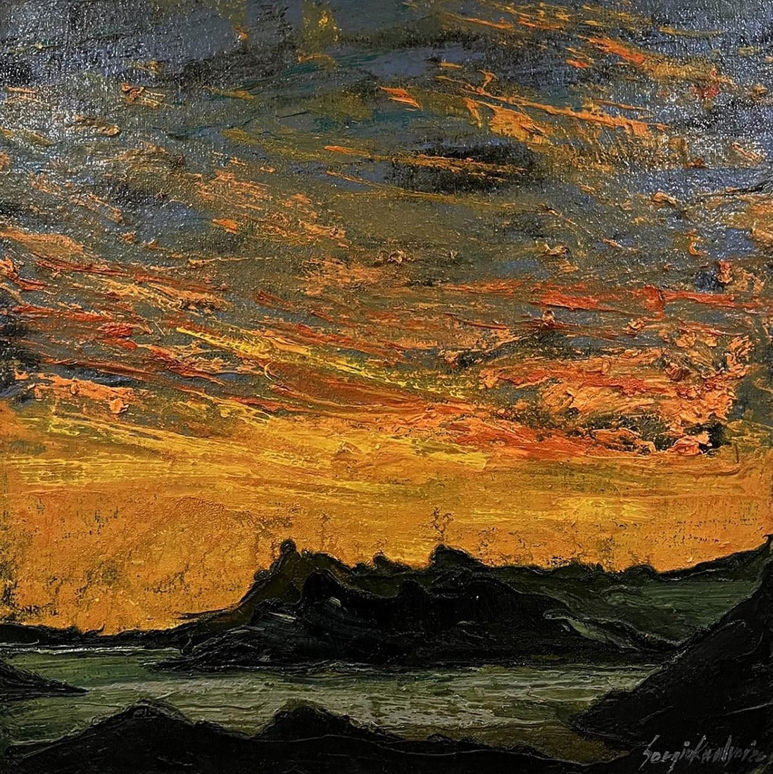 Oil painting Over the Mountains Serhiy Kovalev: Title: Oil painting Over the Mountains Serhiy Kovalev Description: NoGaller 174*** ABOUT THIS PAINTING **** TITLE: "Over the Mountains"* ARTISTS: Serhiy Kovalev* SIZE: 70x70 cm/'27.55x27.55 inches'* M