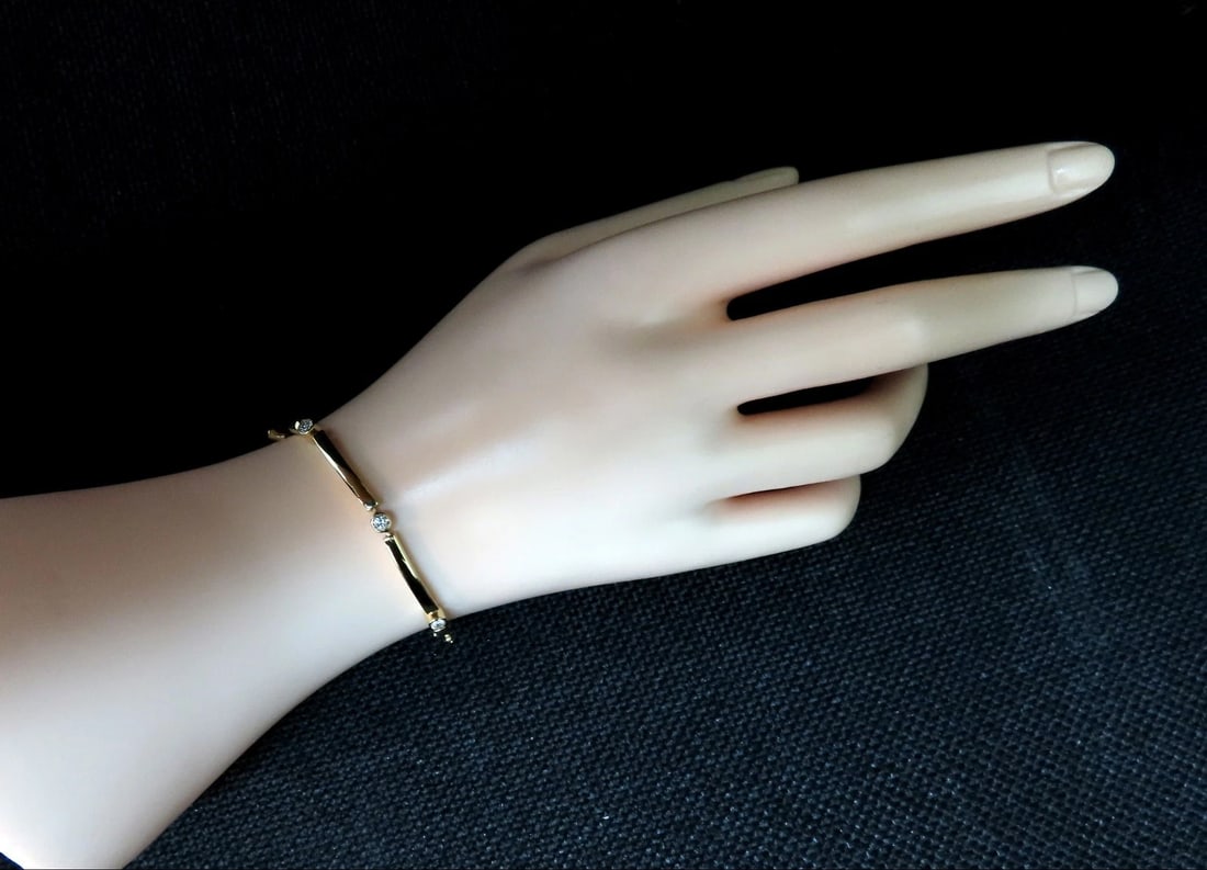 .80ct Natural Round Diamonds Arch Bar Link Bracelet 14 Karat** - 5
