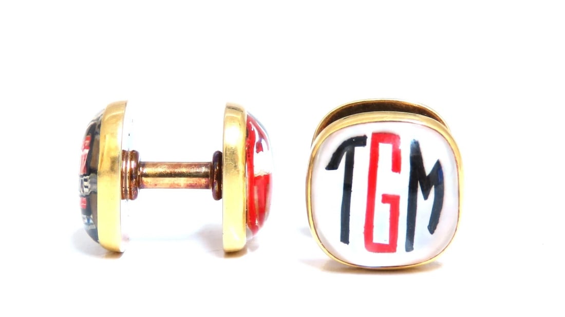 14kt gold TGM Republic steel gold cufflinks** - 2