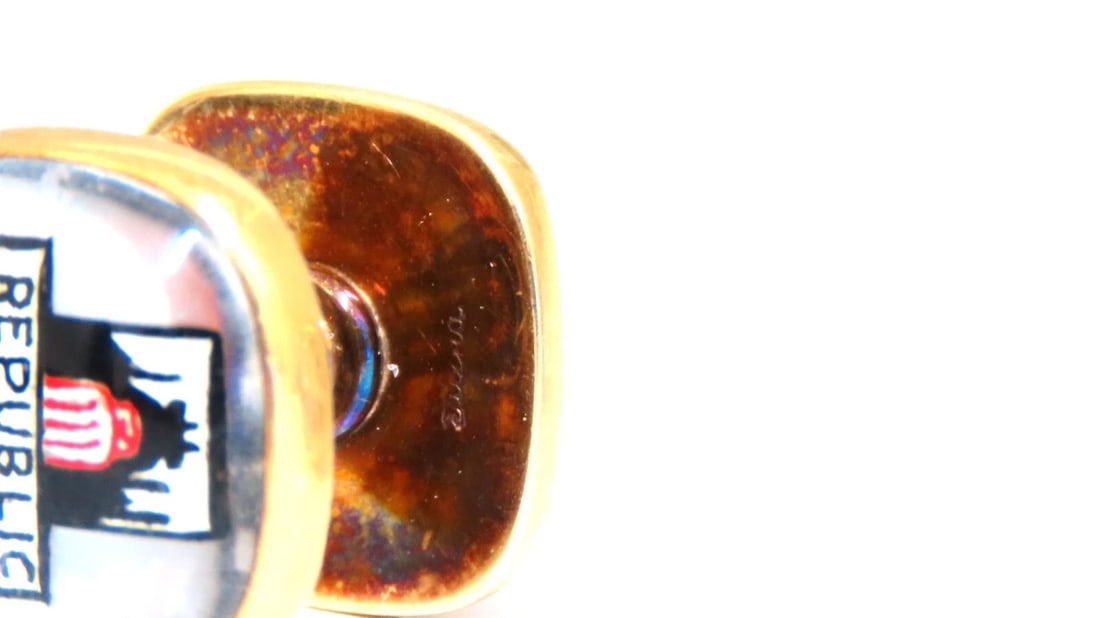 14kt gold TGM Republic steel gold cufflinks** - 3