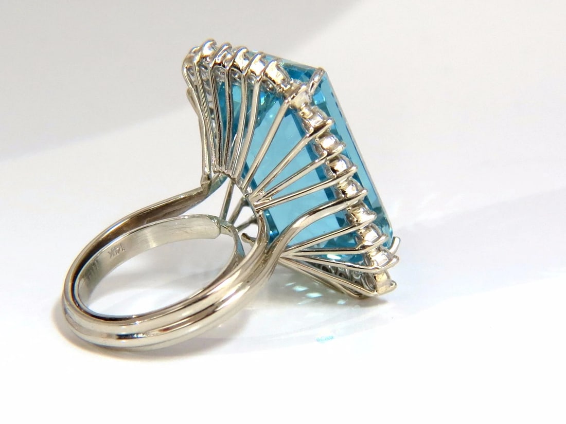 GIA Certified 33.85ct Natural Blue Aquamarine diamonds ring 14kt *v - 4