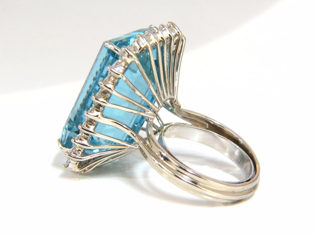 GIA Certified 33.85ct Natural Blue Aquamarine diamonds ring 14kt *v - 5