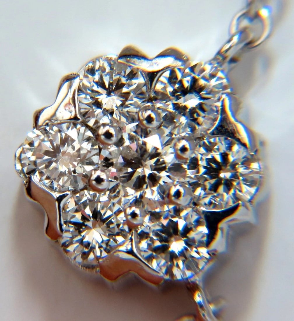 4.40CT NATURAL DIAMONDS CLUSTER BY YARD NECKLACE G/VS 14KT+** - 4