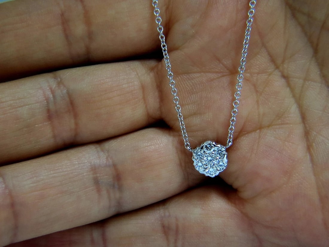 4.40CT NATURAL DIAMONDS CLUSTER BY YARD NECKLACE G/VS 14KT+** - 5